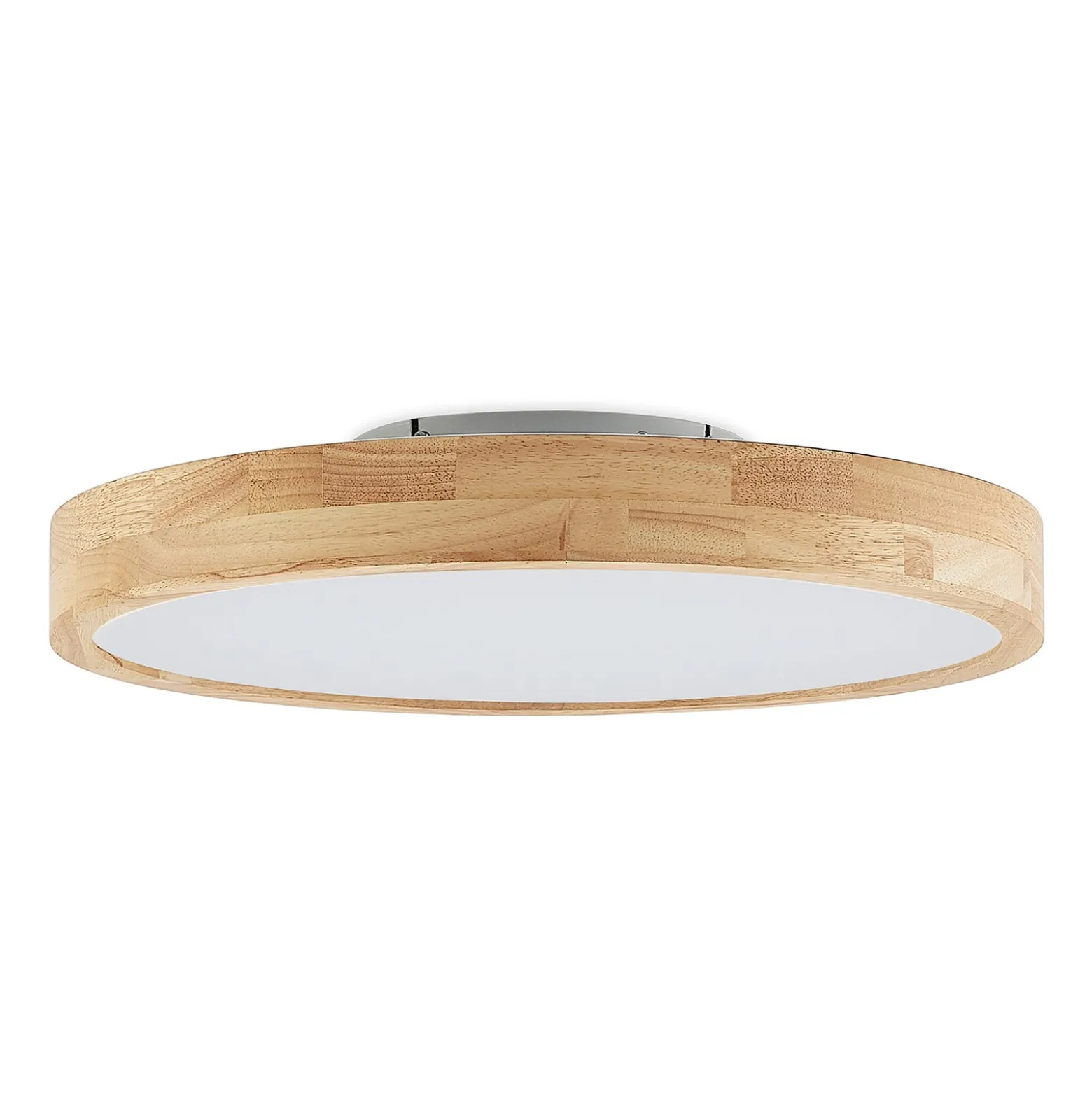 Lindby LED-kattovalaisin Lanira, Ø 50 cm, puu, kaukosäädin, CCT