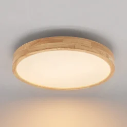 Lindby LED-kattovalaisin Lanira, Ø 50 cm, puu, kaukosäädin, CCT