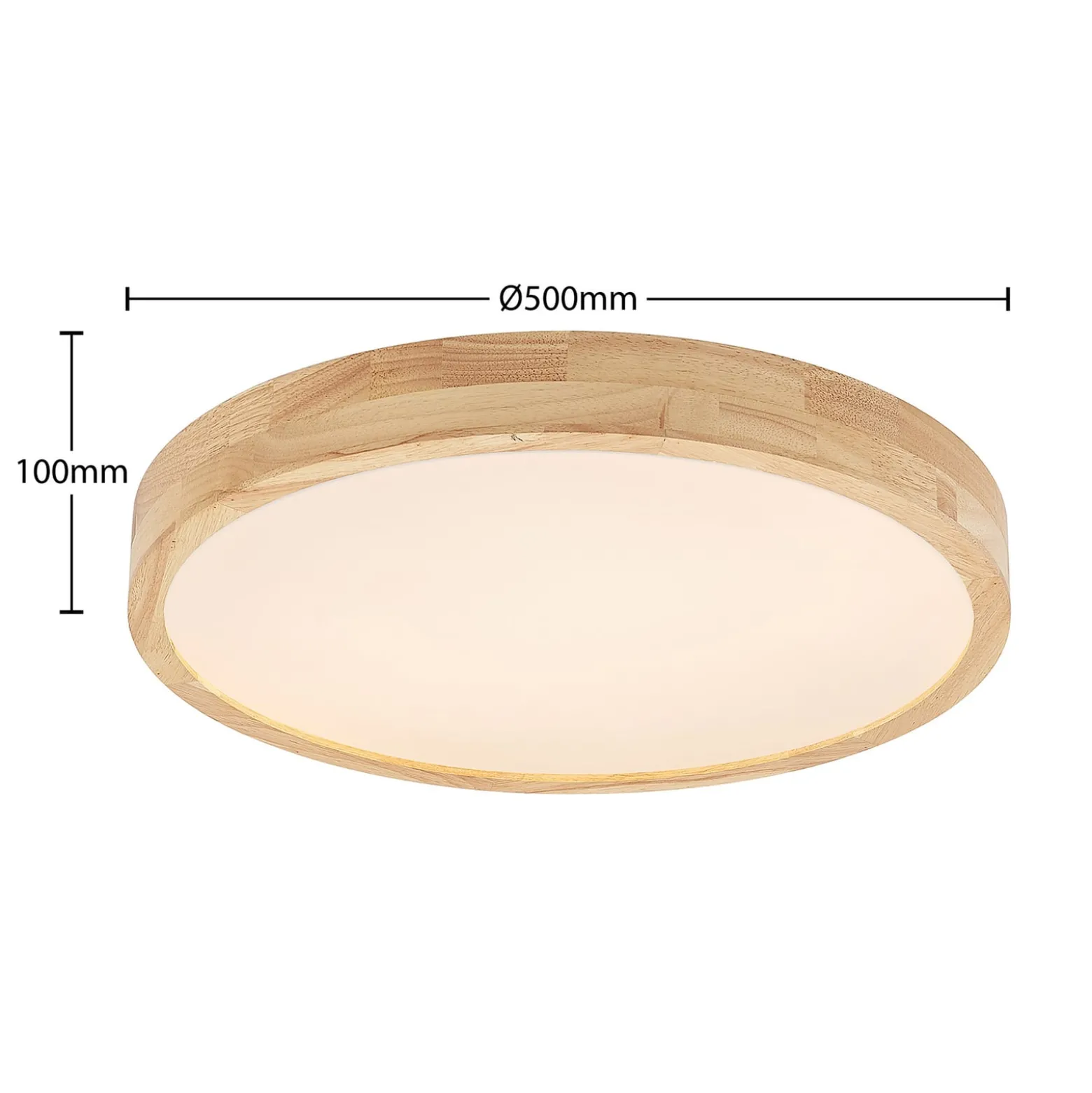 Lindby LED-kattovalaisin Lanira, Ø 50 cm, puu, kaukosäädin, CCT