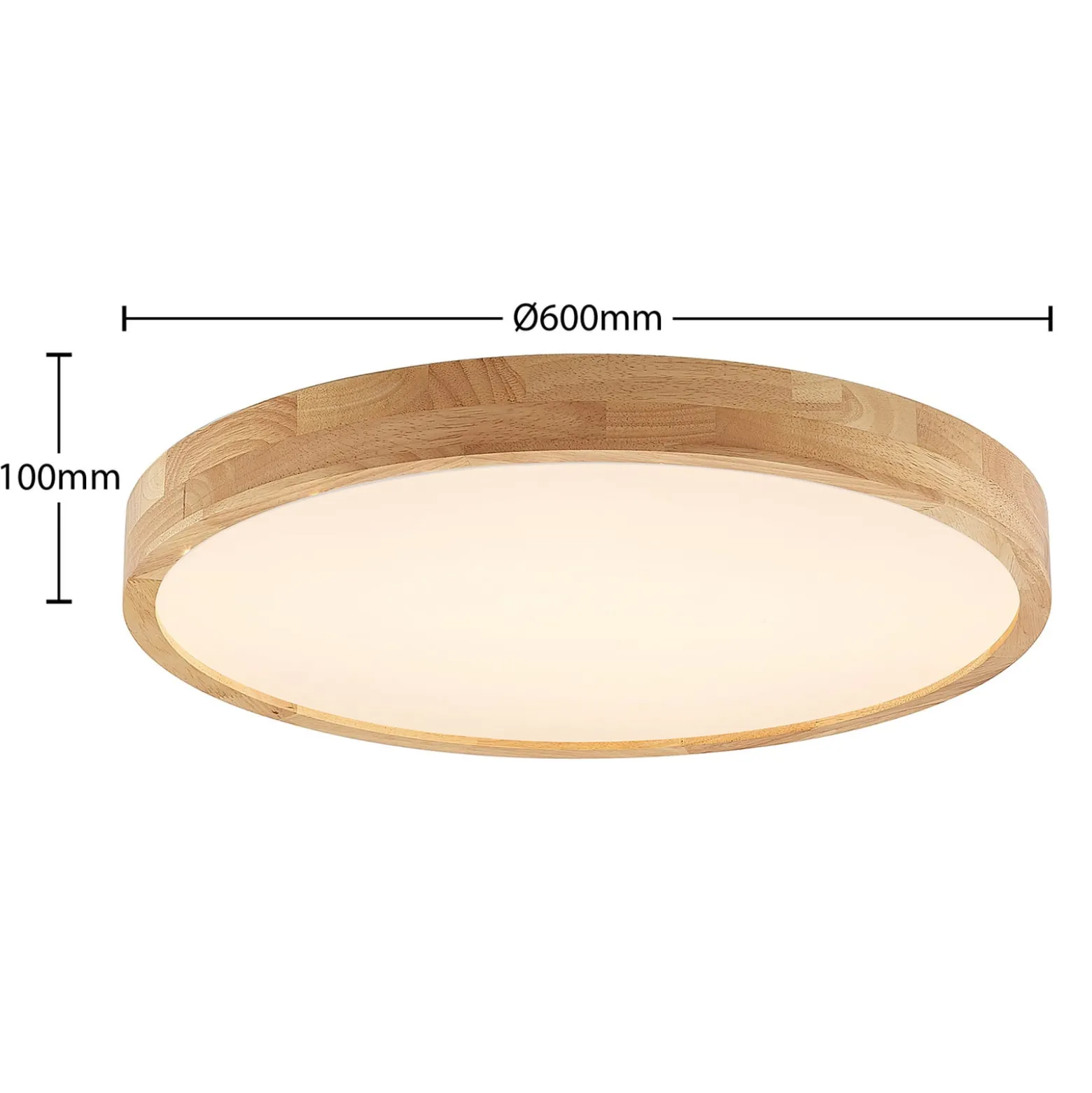 Lindby LED-kattovalaisin Lanira, Ø 60 cm, puu, kaukosäädin, CCT