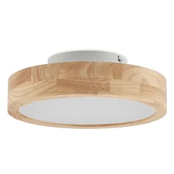 Lindby LED-kattovalaisin Lanira, Ø 30 cm, puu, kaukosäädin, CCT