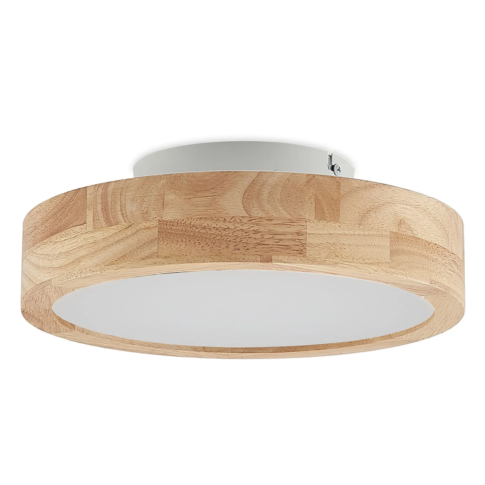 Lindby LED-kattovalaisin Lanira, Ø 30 cm, puu, kaukosäädin, CCT
