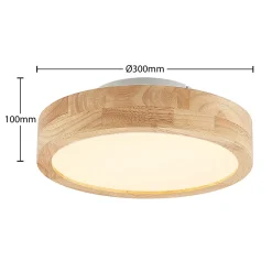 Lindby LED-kattovalaisin Lanira, Ø 30 cm, puu, kaukosäädin, CCT