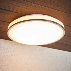 Lindby LED-kattovalaisin Lyss, Ø 40 cm, kromivärinen, IP44