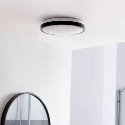 Lindby LED kattovalaisin Medon Ø 29 cm musta muovi IP44
