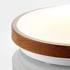 Lindby LED kattovalaisin Mendosa, pyöreä, vaalea puu, Ø 29cm