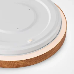 Lindby LED-kattovalaisin Mynte, Ø30cm, puun näköinen, muovi