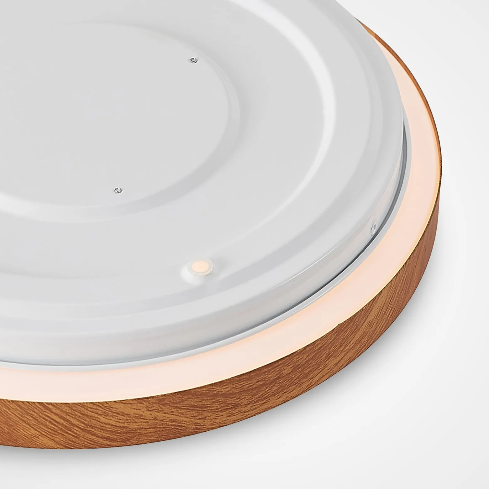 Lindby LED-kattovalaisin Mynte, Ø30cm, puun näköinen, muovi
