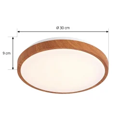 Lindby LED-kattovalaisin Mynte, Ø30cm, puun näköinen, muovi
