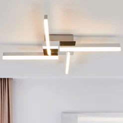 Lindby LED-kattovalaisin Patrik, 59 cm, 4-valaisin, kromi, IP44