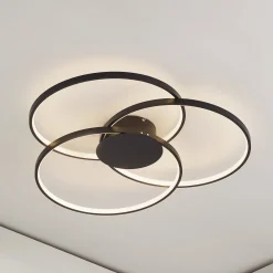 Lindby LED-kattovalaisin Riley, musta, 3000 K, himmennettävä
