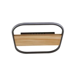 Lindby LED-kattovalaisin Romilda, harmaa, puu, 37 cm leveä