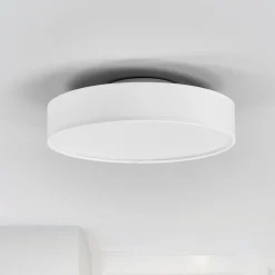 Lindby LED-kattovalaisin Saira, Ø 30 cm, valkoinen, tekstiili