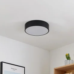 Lindby LED-kattovalaisin Simera, Ø 30 cm, musta, valkoinen