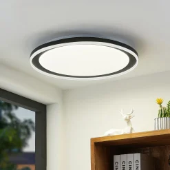 Lindby LED-kattovalaisin Verdan, musta, metalli, himmennettävä, CCT