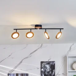 Lindby LED-kohdevalaisin Manel, puu, 84 cm pitkä, 4-valo, 4 valoa