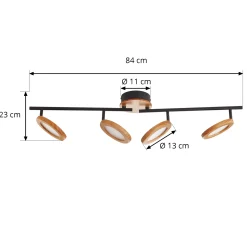 Lindby LED-kohdevalaisin Manel, puu, 84 cm pitkä, 4-valo, 4 valoa