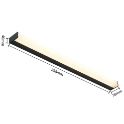 Lindby LED-kylpyhuoneen seinävalaisin Ulisan, 89 cm, musta, kulmikas