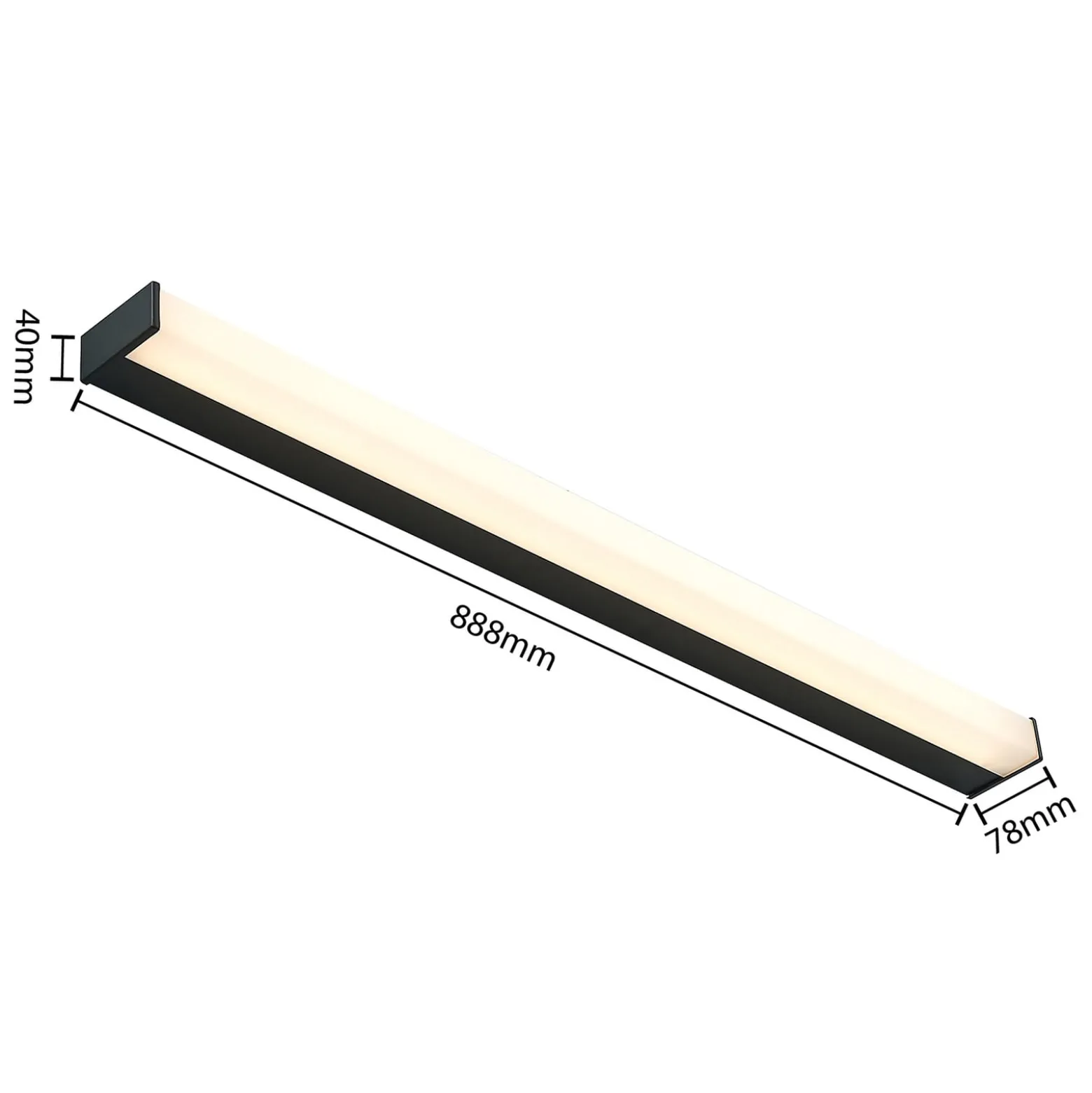 Lindby LED-kylpyhuoneen seinävalaisin Ulisan, 89 cm, musta, kulmikas
