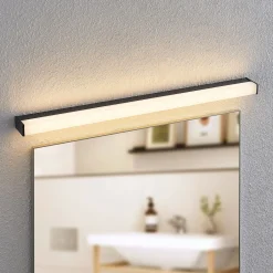Lindby LED-kylpyhuoneen seinävalaisin Ulisan, 89 cm, musta, kulmikas