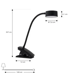 Lindby LED-ladattava kiinnitysvalaisin Maori, musta, metalli, CCT
