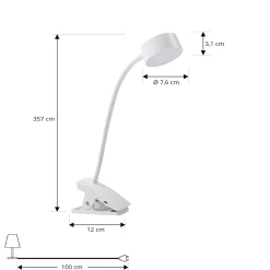 Lindby LED-ladattava kiinnitysvalo Maori, valkoinen, metalli, CCT, himmeä.