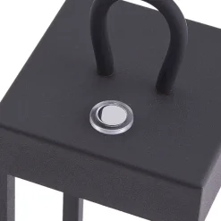 Lindby LED-ladattava pöytävalaisin Iruna, musta, metalli, 27cm, himmeä.