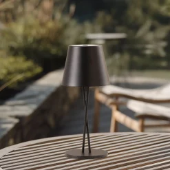 Lindby LED ladattava pöytävalaisin Janea CROSS, musta, metallia