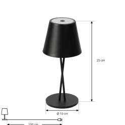 Lindby LED ladattava pöytävalaisin Janea CROSS, musta, metallia