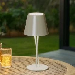 Lindby LED-ladattava pöytävalaisin Janea CROSS, vihreä, metallia