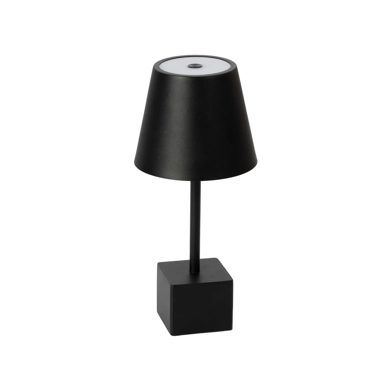 Lindby LED ladattava pöytävalaisin Janea CUBE, musta, metallia