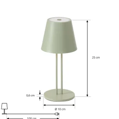 Lindby LED ladattava pöytävalaisin Janea TWIN, vihreä, metallia