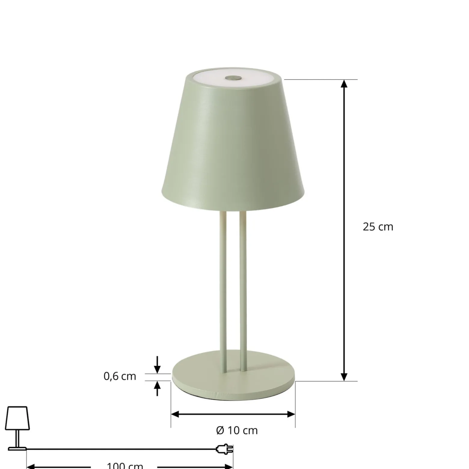 Lindby LED ladattava pöytävalaisin Janea TWIN, vihreä, metallia
