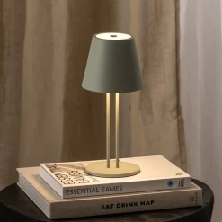 Lindby LED ladattava pöytävalaisin Janea TWIN, vihreä, metallia