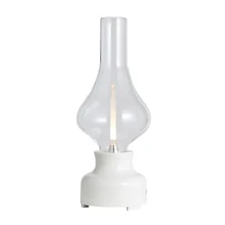 Lindby LED-ladattava pöytävalaisin Maxentius, kerma, lasi, himmennin
