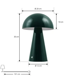 Lindby LED-ladattava pöytävalaisin Nevijo, vihreä, Ø20 cm, USB, himmennin