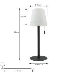 Lindby LED-ladattava valaisin Azalea musta alumiini CCT korkeussäädettävä