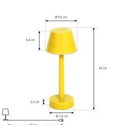 Lindby LED-ladattava valaisin Gaja, keltainen, USB, IP44, RGBW,