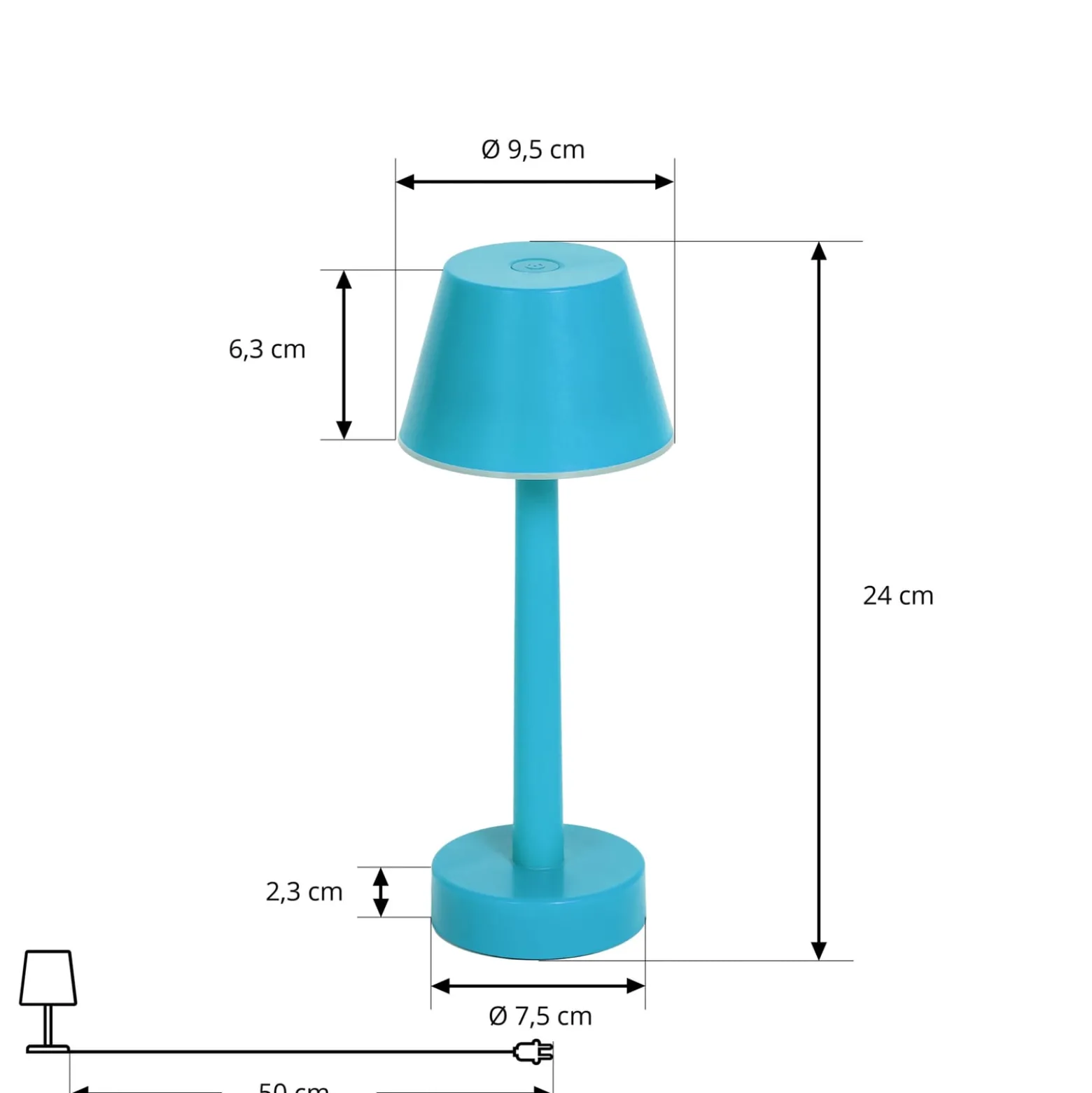 Lindby LED-ladattava valaisin Gaja, sininen, USB, IP44, RGBW,