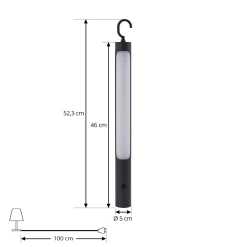 Lindby LED-ladattava valaisin Kompis, antrasiitti, himmennettävä, IP54