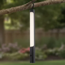 Lindby LED-ladattava valaisin Kompis, antrasiitti, himmennettävä, IP54