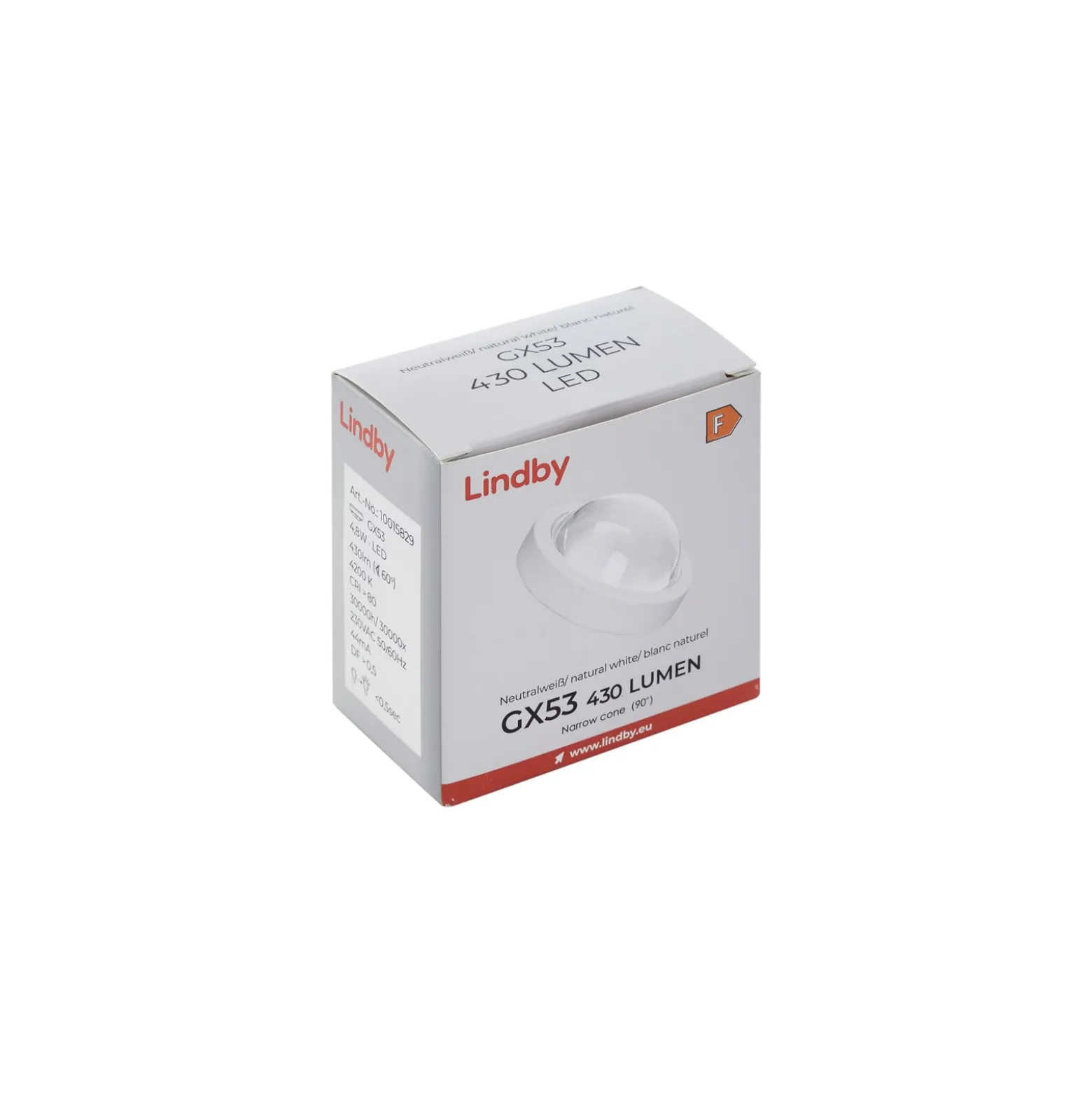 Lindby LED-lamppu, GX53 4,8 W, 4 200 K, valkoinen, Ø 7,5 cm