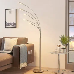 Lindby LED-lattiavalaisin Anea, 179 cm, 5-valo, nikkelin värinen