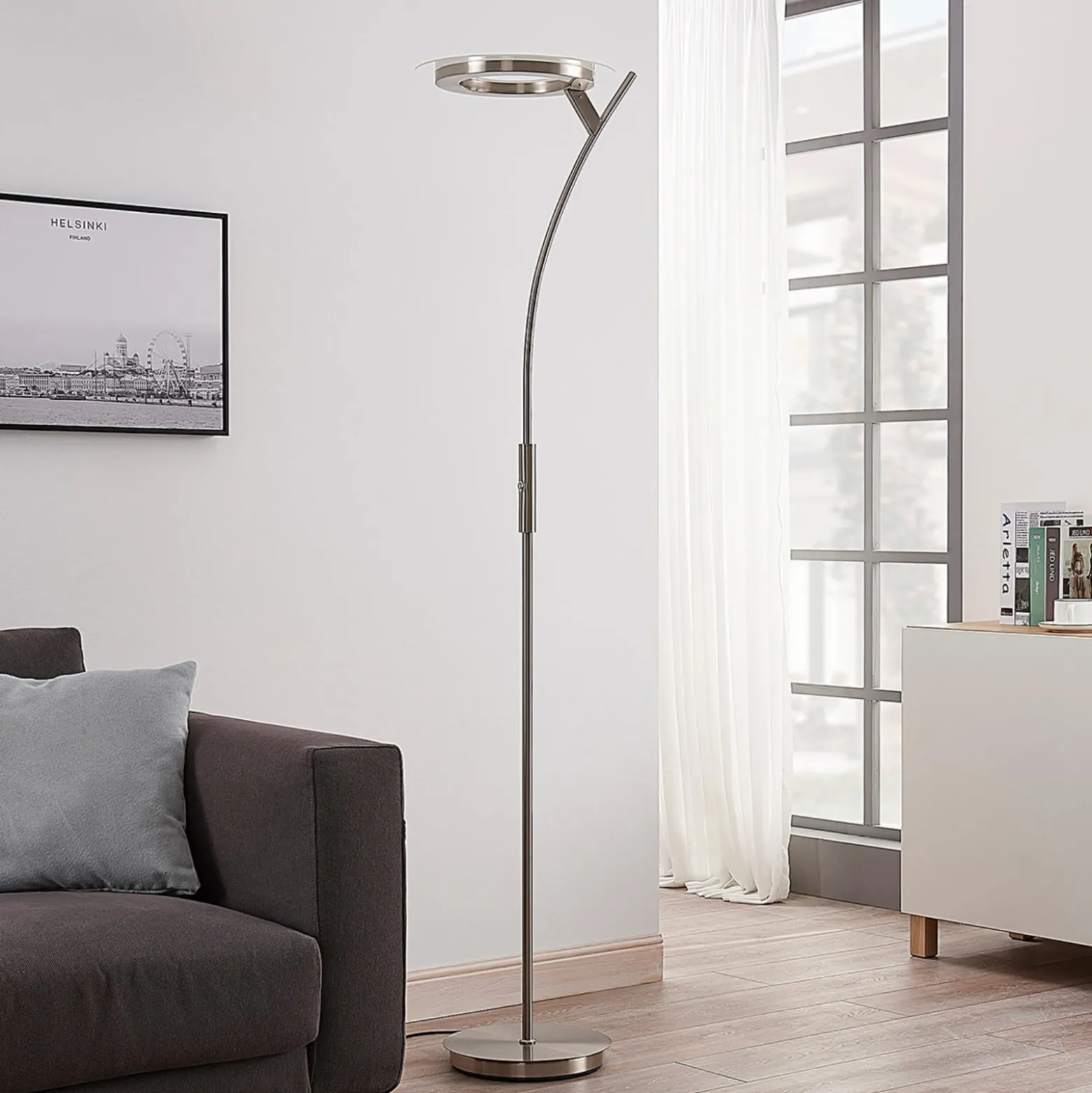 Lindby LED-lattiavalaisin Darion, harmaa, metallia, himmennettävä, 180cm