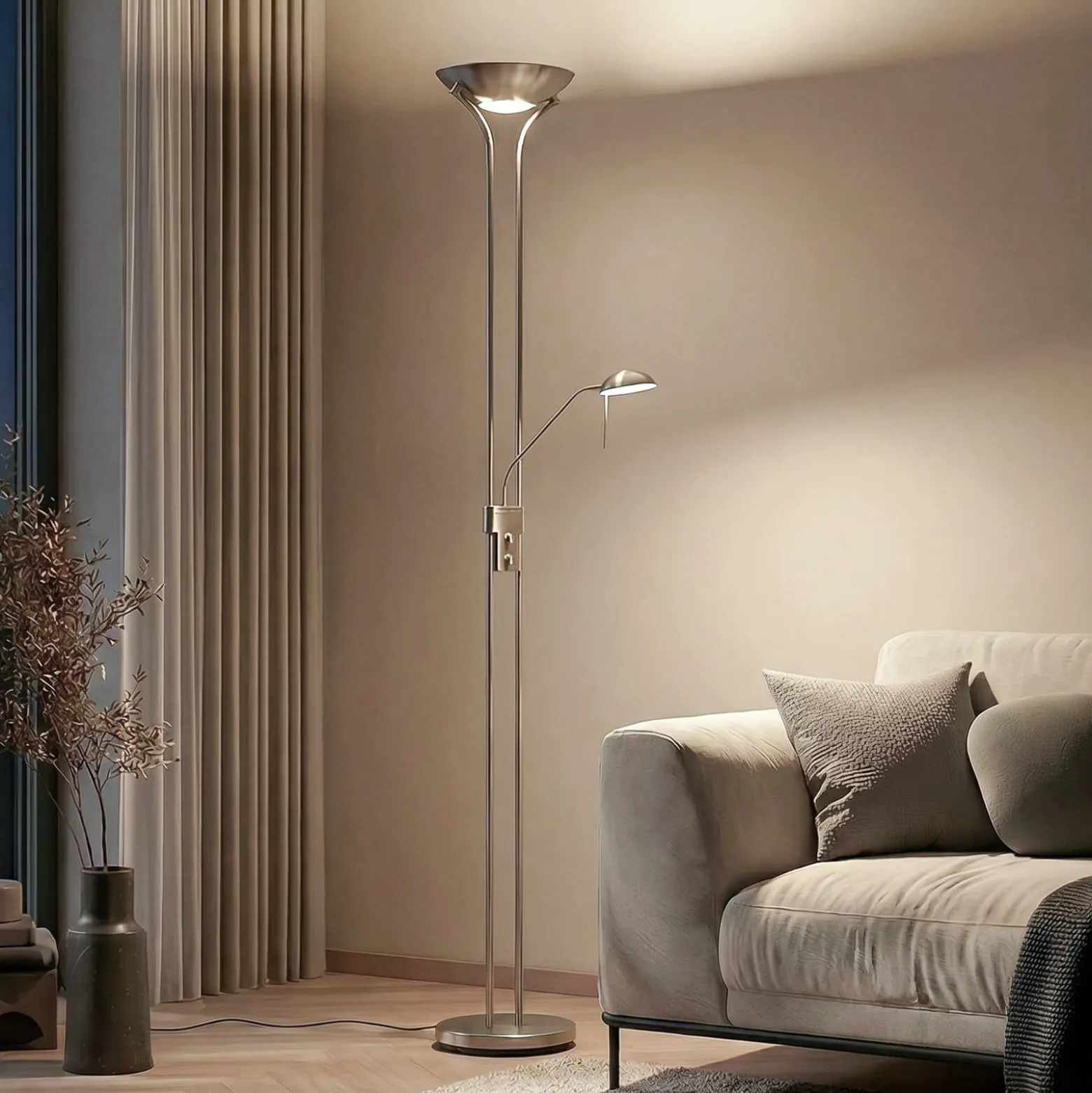 Lindby LED-lattiavalaisin Josefin, nikkeli, lukuvalo, himmennettävä