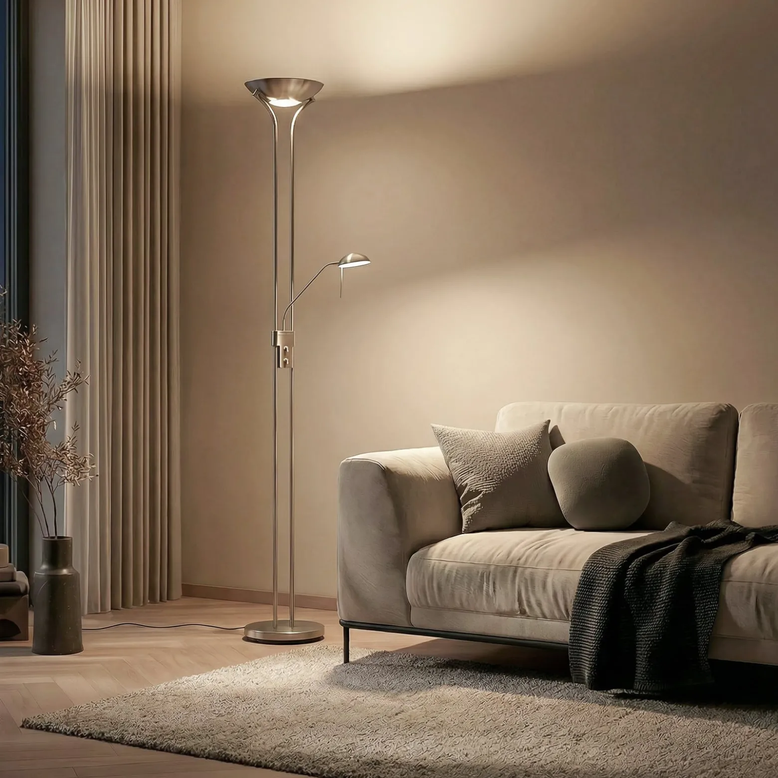 Lindby LED-lattiavalaisin Josefin, nikkeli, lukuvalo, himmennettävä