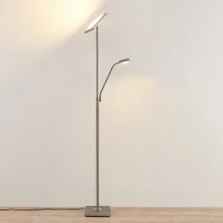 Lindby LED-lattiavalaisin Sumani, kulmikas, nikkeli, korkeus 180 cm