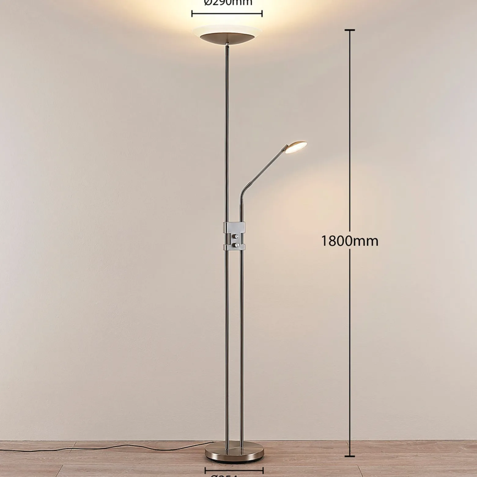 Lindby LED-lattiavalo Jonne, pyöreä, lukuvarsi, himmennettävä, 180 cm