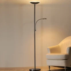 Lindby LED-lattiavalo Malea, nikkeli, lukulamppu, himmennettävä