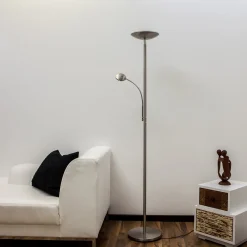 Lindby LED-lattiavalo Malea, nikkeli, lukulamppu, himmennettävä